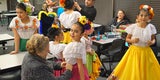 Girls wearing dancing dresses. 