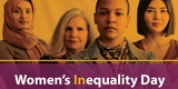 League of Women Voters logo with 4 women. Women's Inequality Day, August 26, 2022