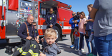 firefighter and children