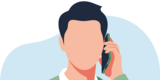 A person making a phone call (Report an Issue)
