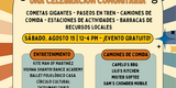 Colorful flyer with information about activities, performers, food trucks.