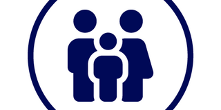 Silhouette of a child, a man, and a woman 