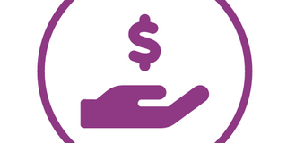 A hand with a money sign above it