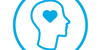A head silhouette with a heart inside 
