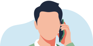 A person making a phone call (Report an Issue)