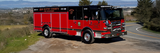 red and black fire engine