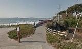 View of pedestrian bridge near ocean