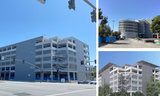 Collage of the exteriors of three parking structures