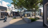 A rendering of the interior courtyard of the Navigation Center.