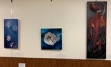 three paintings of sea creatures