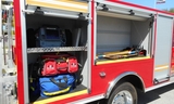Communications and first-aid gear complement the picks, shovels and axes in Engine 659, based in Pescadero.