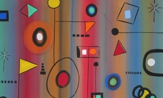 An abstract watercolor by Bay Area artist Robert L. Walker, III, a work displayed by the Arts Commission.