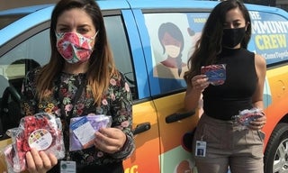 Staff from the County's Office of Community Affairs ready to head off in the Mask Mobile to help limit the spread of COVID-19.