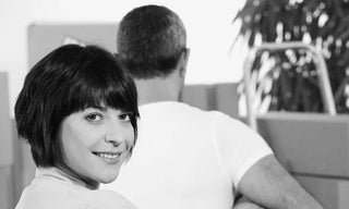 Black and white photo of a couple