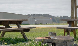 lawn and benches
