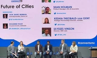 Connect19 group panel members on stage