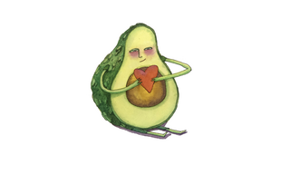 Avocado hugging a heart