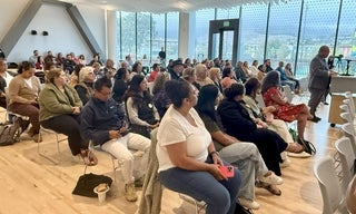 group of people listening