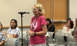 woman at mic
