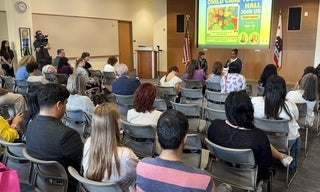 group of people listening