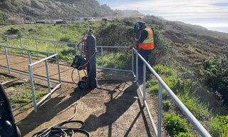 Tunitas Creek January 2026 Welding Guardrail Bracket