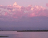 Pink sky over water