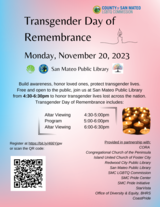 event information, day, time, location for Transgender Day of Remembrance