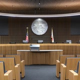 View of San Mateo County Board of Supervisors Chambers
