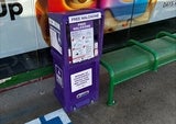 purple box with sign saying Nalaxone