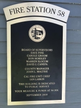 Officials unveiled a new plaque on the front of the new Station 58. Measure K is a half-cent, voter-approved local sales tax for local needs.