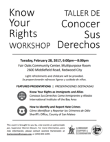 Know Your Rights Workshop flyer