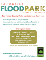 Flyer announcing Flood Park Reimagine Event