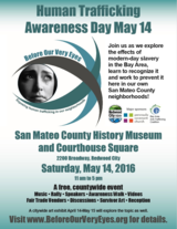 Poster announcing Human Trafficking Awareness Day - May 14th