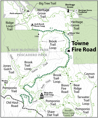 Map of Towne Fire Road 