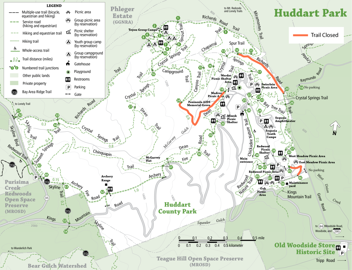 Huddart Park Trail Closures | County of San Mateo, CA
