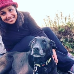 Sue Datta with her dog